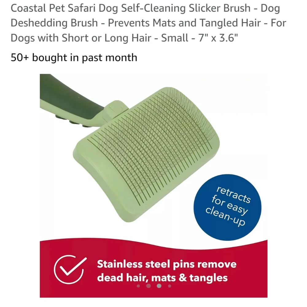 Retractable Dog Brush, Green, Safari, Like New - Tested Once